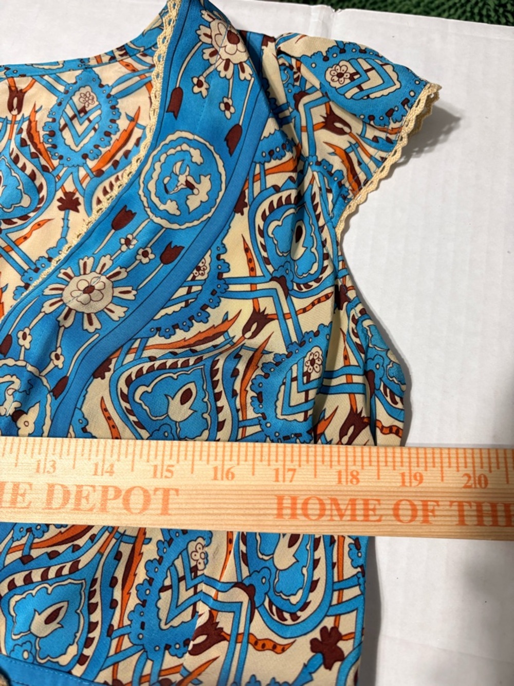 Plenty by Tracy Reese  Silk Turquoise Printed V-Neck Midi Wrap Dress w Rope Tie - Picture 10 of 15